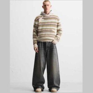 NEW Zara Jacquard Striped Sweater M